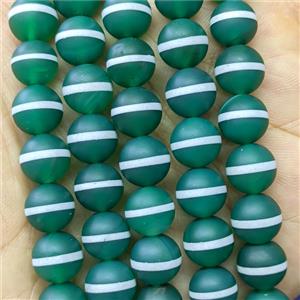 Tibetan Style Agate Beads Line Green Dye Matte, approx 10mm [GA4158]