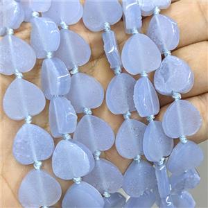 Natural Blue Lace Agate Heart Beads With Druzy, approx 16mm [GA4167]