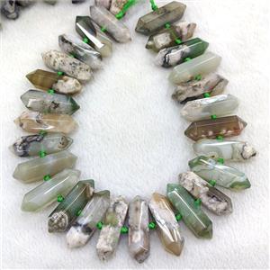 Natural Sakura Agate Bullet Beads Green Dye, approx 12-38mm [GA4169]