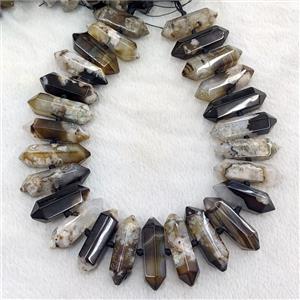 Natural Sakura Agate Bullet Beads Black Dye, approx 12-38mm [GA4170]