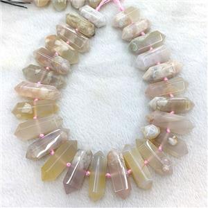 Natural Sakura Agate Bullet Beads, approx 12-38mm [GA4171]