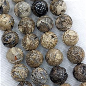 Natural Agate Geode Round Beads Smooth Black Dye, approx 18mm [GA4175]