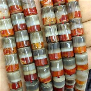 Tibetan Style Agate Tube Beads Red, approx 10x13mm [GA4179]