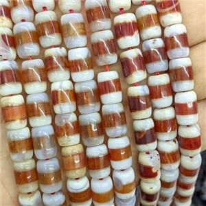 Tibetan Style Agate Barrel Beads Red, approx 8x12mm [GA4181]