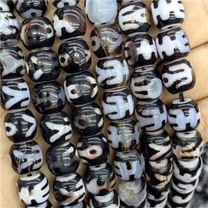 Tibetan Style Agate Barrel Beads Black, approx 12mm [GA4182]