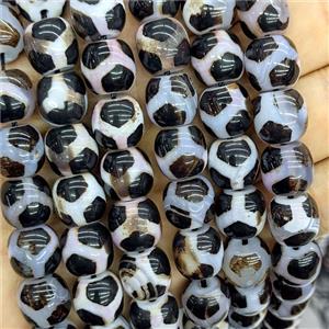Tibetan Style Agate Barrel Beads Tortoise Black, approx 12mm [GA4183]