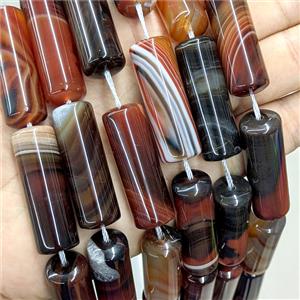 Natural Red Black Stripe Agate Tube Beads, approx 13-40mm, 10pcs per st [GA4200]