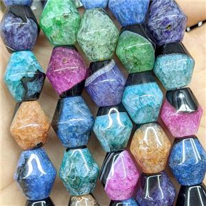 Agate Druzy Bicone Beads Dye Mixed, approx 13-16mm [GA4205]