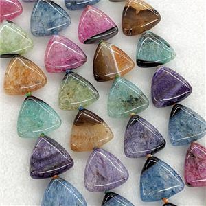 Agate Druzy Triangle Beads Dye Mixed Color, approx 20mm [GA4210]