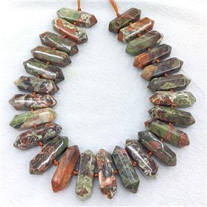 Natural Ocean Jasper Bullet Beads Green, approx 12-40mm [GA4240]