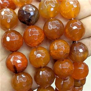 Natural Agate Beads Faceted Round Ornage Dye, approx 20mm [GA4247]