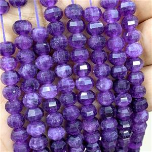 Natural Jade Beads Purple Dye Faceted Pumpkin, approx 8mm [GB23026]