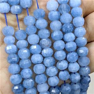 Natural Jade Beads Blue Dye Faceted Pumpkin, approx 8mm [GB23028]