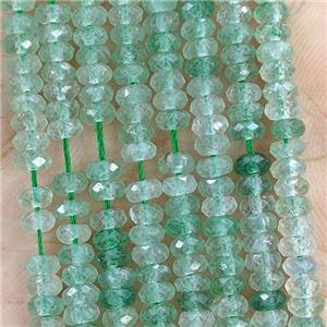 Natural Green Strawberry Quartz Beads Faceted Rondelle, approx 2x4mm [GB23039]