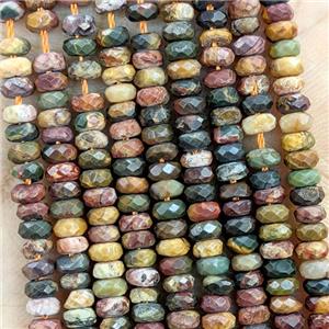 Natural Picasso Jasper Beads Multicolor Faceted Rondelle, approx 2x4mm [GB23048]