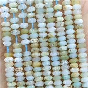 Natural Chinese Amazonite Beads Faceted Rondelle Blue, approx 2x4mm [GB23049]