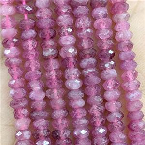 Natural Pink Tourmaline Beads Faceted Rondelle, approx 2x4.7mm [GB23062]