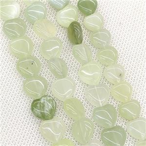 Natural New Mountain Jade Heart Beads Lt.green, approx 12mm [GB23078]