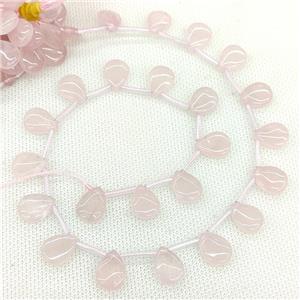 Natural Pink Rose Quartz Beads Topdrilled Teardrop, approx 10-14mm [GB23093]