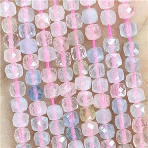 Natural Morganite Beads Multicolor Faceted Cube A-Grade, approx 3.7-4.4mm [GB23122]