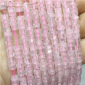 Natural Pink Rose Quartz Hexagon Beads, approx 6mm [GB23143]