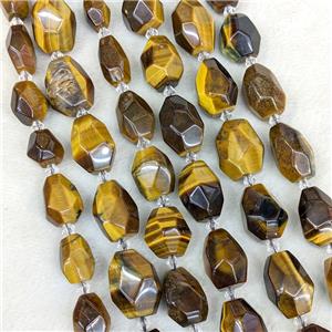 Natural Tiger Eye Stone Nugget Beads Faceted Freeform, approx 12-20mm [GB23197]