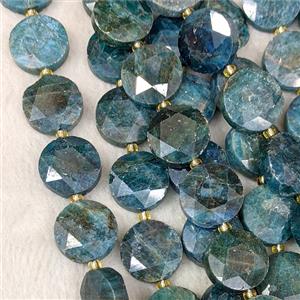 Natural Blue Apatite Coin Beads Faceted, approx 15mm [GB23210]