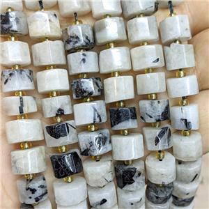 Natural Black Rutilated Quartz Heishi Beads, approx 10mm [GB23237]