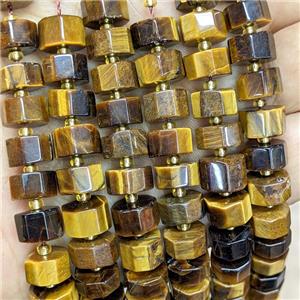 Natural Tiger Eye Stone Heishi Spacer Beads A-Grade, approx 10mm [GB23240]