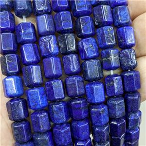 Natural Blue Lapis Lazuli Prism Beads Dye, approx 8-10mm [GB23265]