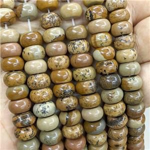 Natural Picture Jasper Beads Smooth Rondelle, approx 10mm [GB23277]