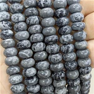 Natural Gray Map Jasper Beads Smooth Rondelle, approx 10mm [GB23280]