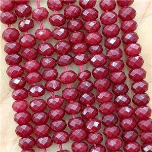 Red Dye Jade Beads Faceted Rondelle, approx 3x5mm [GB23285]