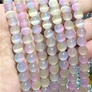 Cats Eye Round Beads Smooth Multicolor Dye, approx 8mm dia [GB23306]