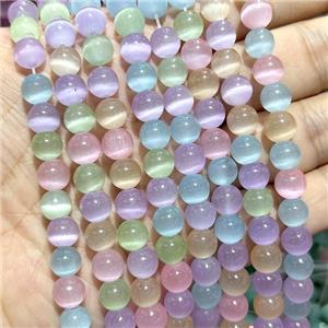 Cats Eye Round Beads Smooth Multicolor Dye, approx 8mm dia [GB23307]