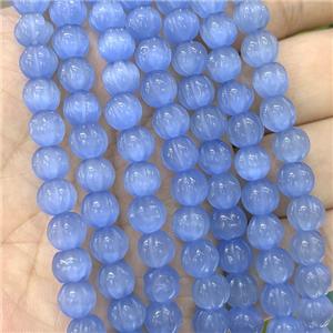 Cats Eye Pumpkin Beads Blue Dye, approx 8mm dia [GB23309]