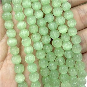 Cats Eye Pumpkin Beads Lt.green Dye, approx 8mm dia [GB23310]