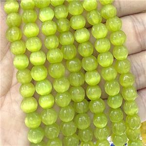 Cats Eye Pumpkin Beads Olive Dye, approx 8mm dia [GB23311]