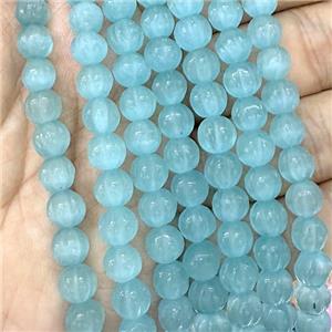 Cats Eye Pumpkin Beads Blue Dye, approx 8mm dia [GB23312]