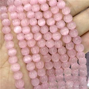 Cats Eye Pumpkin Beads Pink Dye, approx 8mm dia [GB23317]