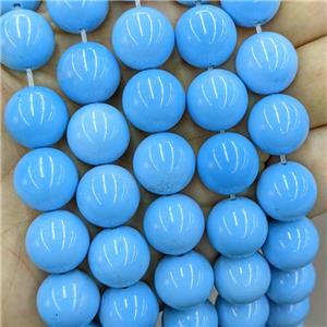 Blue Dye Agate Round Beads Smooth, approx 14mm dia [GB23325]