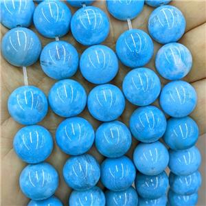 Blue Dye Agate Round Beads Smooth, approx 14mm dia [GB23326]