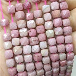 Natural Pink Wood Lace Jasper Beads Faceted Cube, approx 6.5-8mm [GB23353]