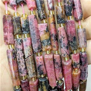 Natural Brazilian Rhodonite Tube Beads Red, approx 6-30mm [GB23369]