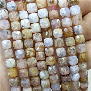 Natural Sakura Agate Beads Cherry Faceted Cube, approx 6-8mm [GB23385]