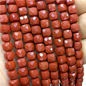 Natural Red Jasper Beads Faceted Cube, approx 6-8mm [GB23387]