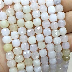 Morganite Beads Faceted Cube Multicolor Dye, approx 6-8mm [GB23389]