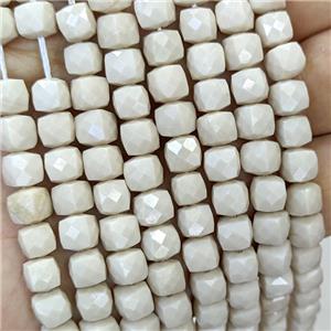 Natural River Jasper Beads Faceted Cube, approx 6-8mm [GB23425]