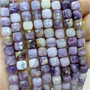 Natural Purple Jasper Beads Faceted Cube, approx 6-8mm [GB23431]