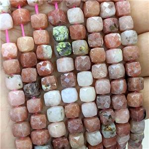 Natural Pink Plum Blossom Jasper Beads Faceted Cube, approx 6-8mm [GB23442]